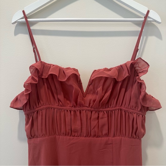 Lulus Exemplary Beauty Rusty Rose Sleeveless Tie Back Maxi Dress Wedding Guest - Picture 6 of 13